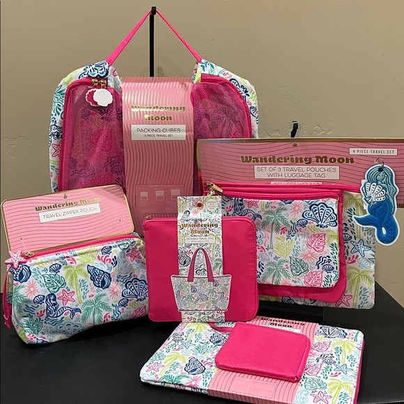 Wandering Moon Other - Wandering Moon | Pink Ocean Motif Packing Cube Set (11 pc)